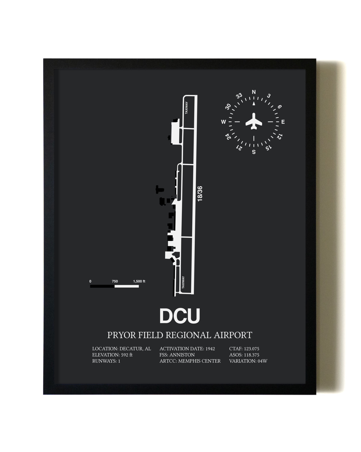 Unframed Pryor Field Regional Airport map print poster