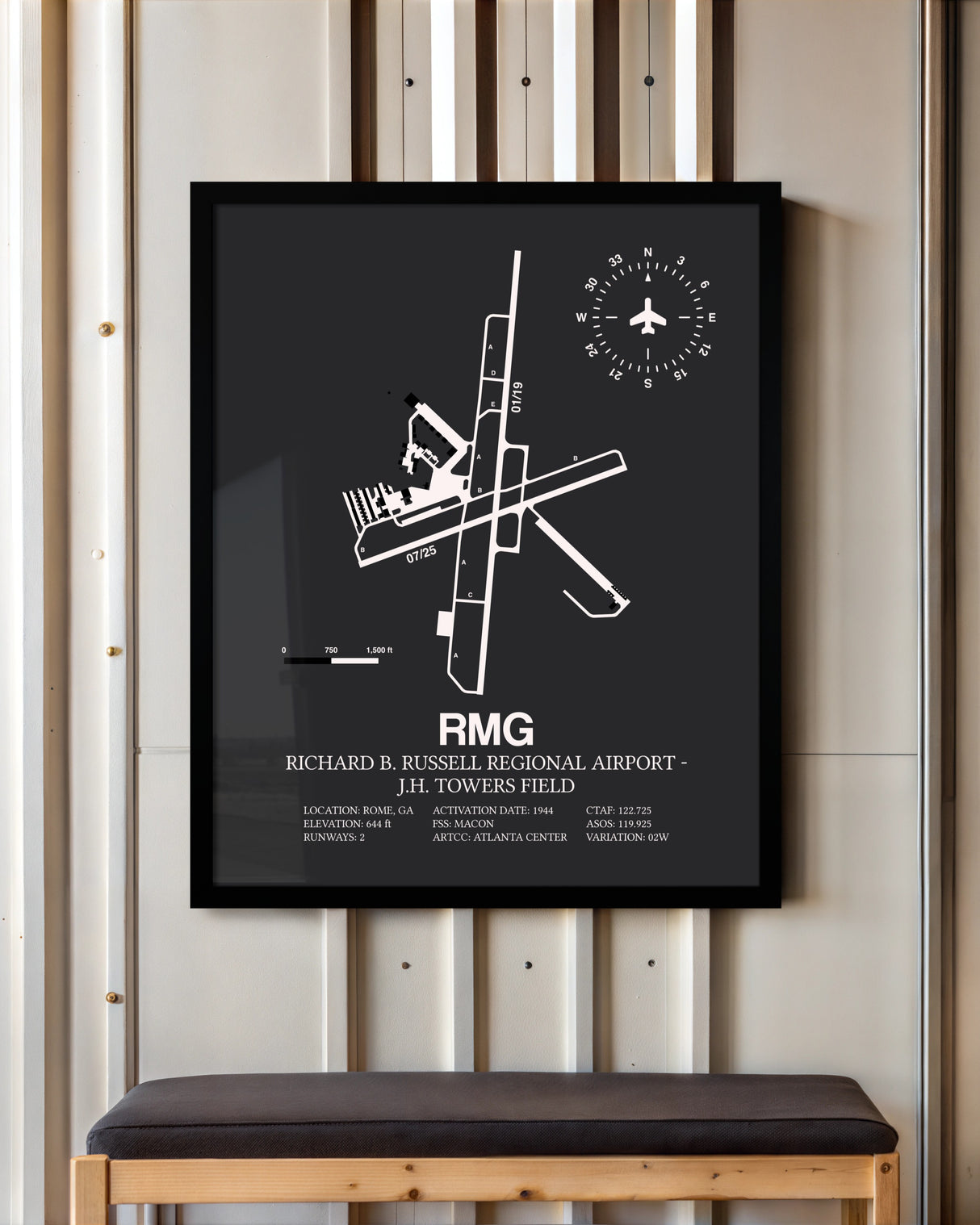 Frame color options for Richard B. Russell Regional Airport - J.H. Towers Field Wall Art