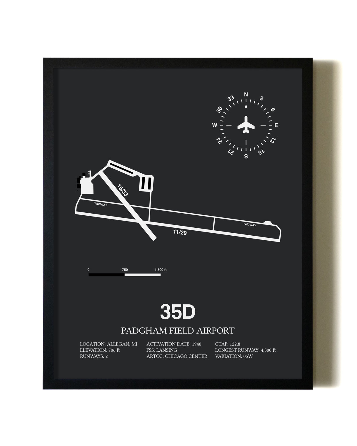Unframed Padgham Field Airport map print poster