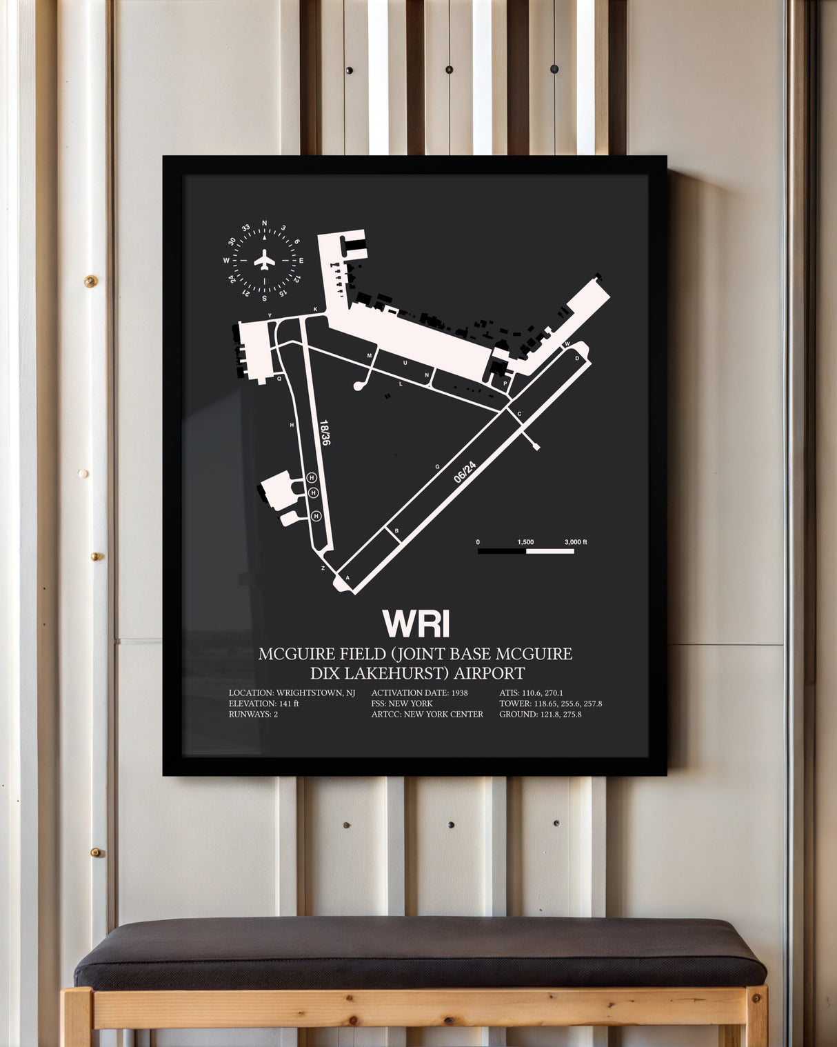 Frame color options for McGuire Field (Joint Base McGuire Dix Lakehurst) Airport Wall Art
