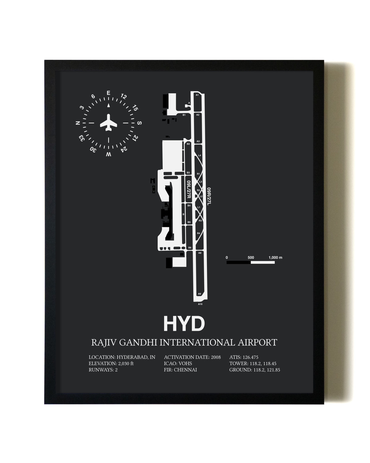 Unframed Rajiv Gandhi International Airport map print poster