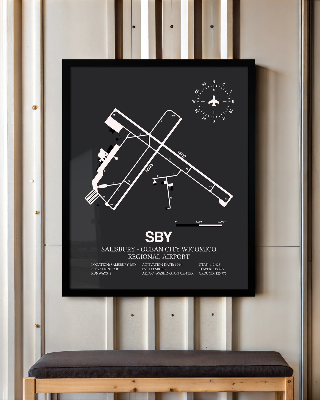 Frame color options for Salisbury-Ocean City Wicomico Regional Airport Wall Art