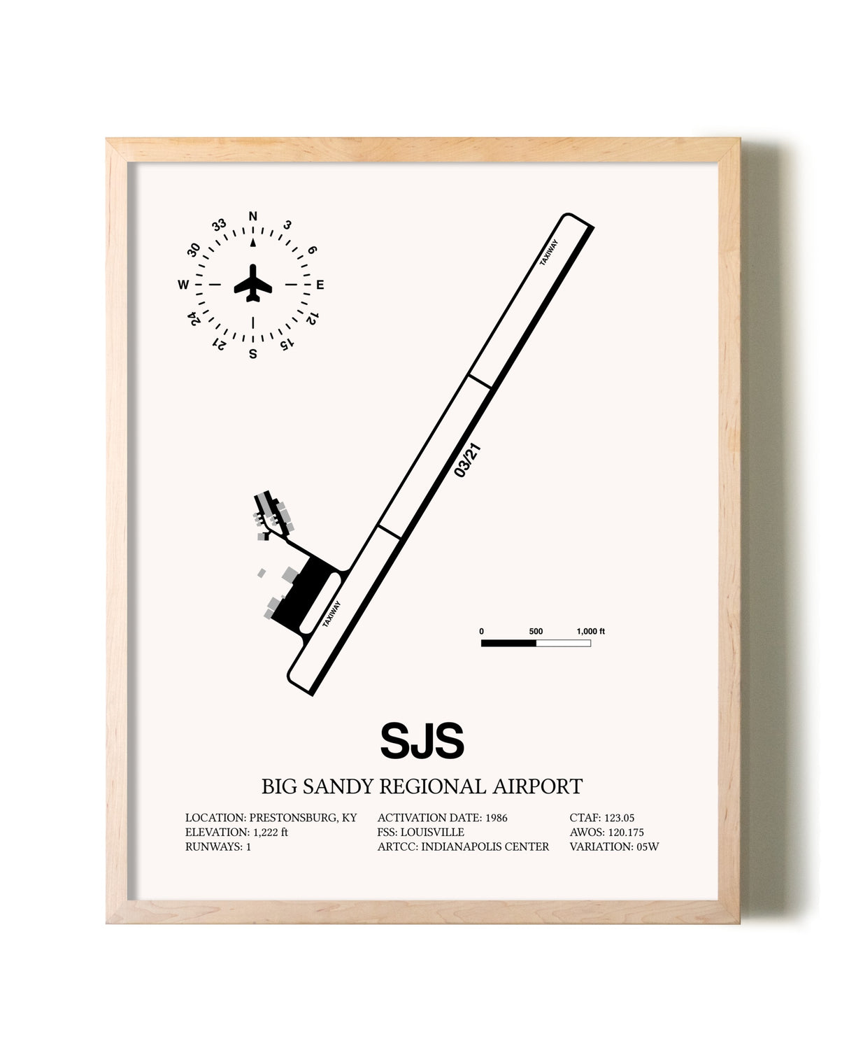 Big Sandy Regional Airport framed wall art in white frame