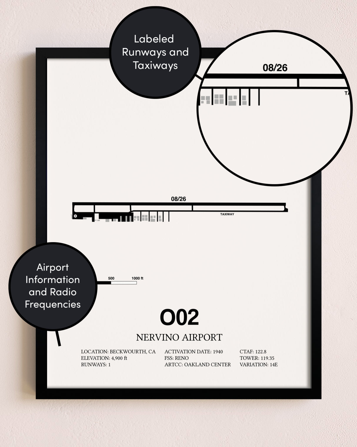 Framed Nervino Airport layout wall art poster