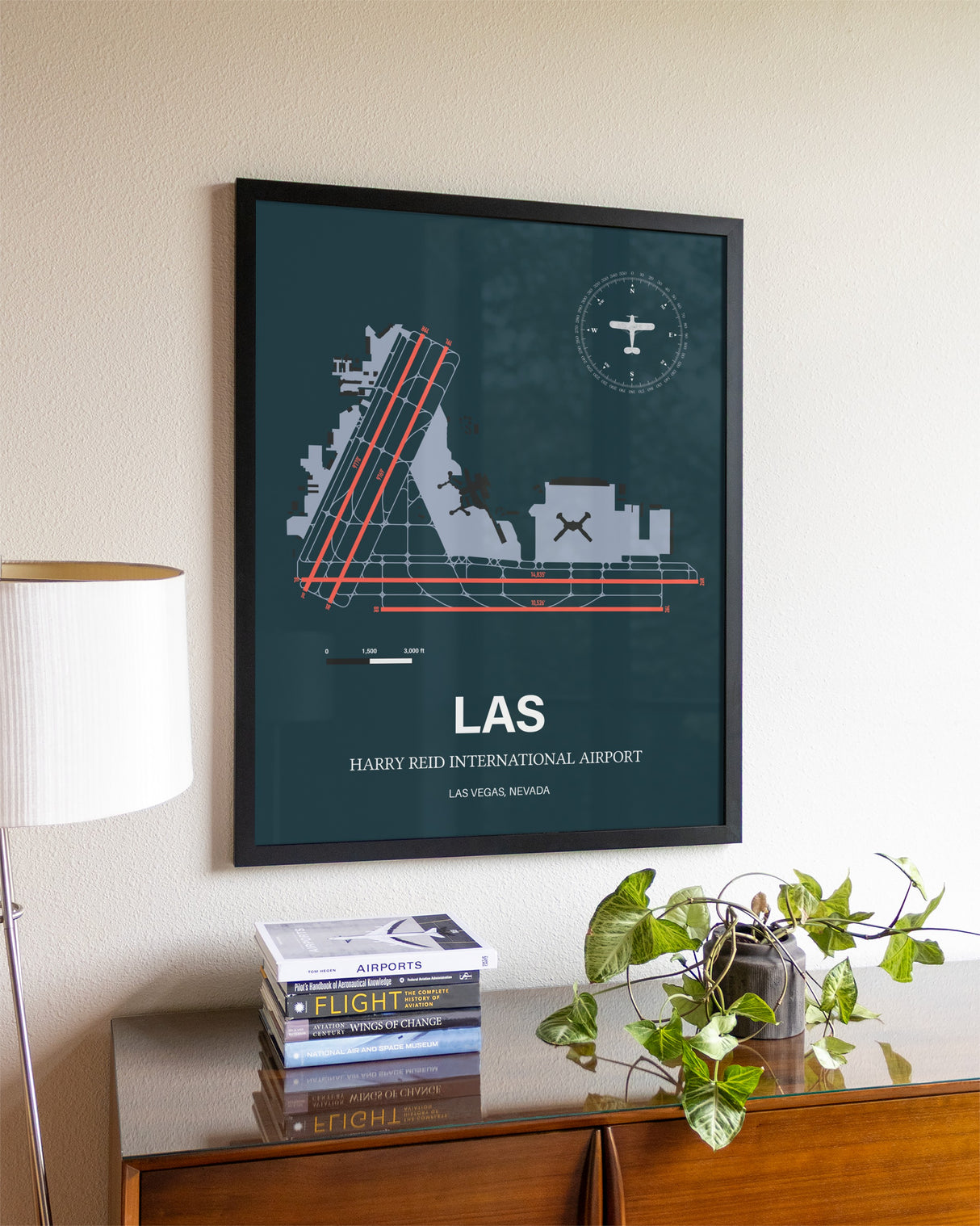 Framed Harry Reid International Airport layout wall art poster
