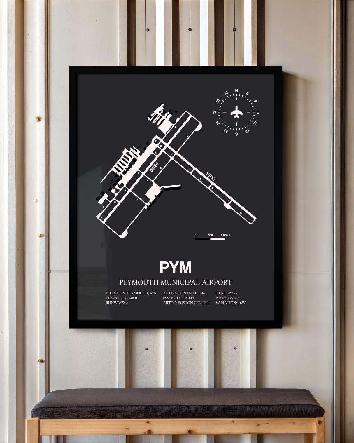 Frame color options for Plymouth Municipal Airport Wall Art