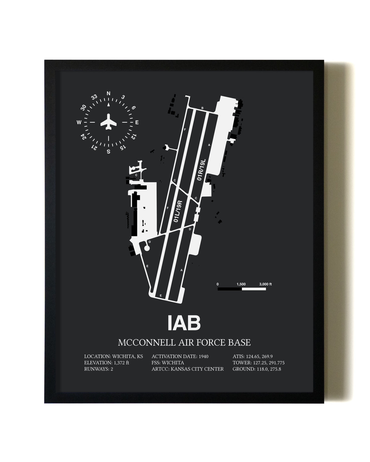 Unframed McConnell Air Force Base map print poster
