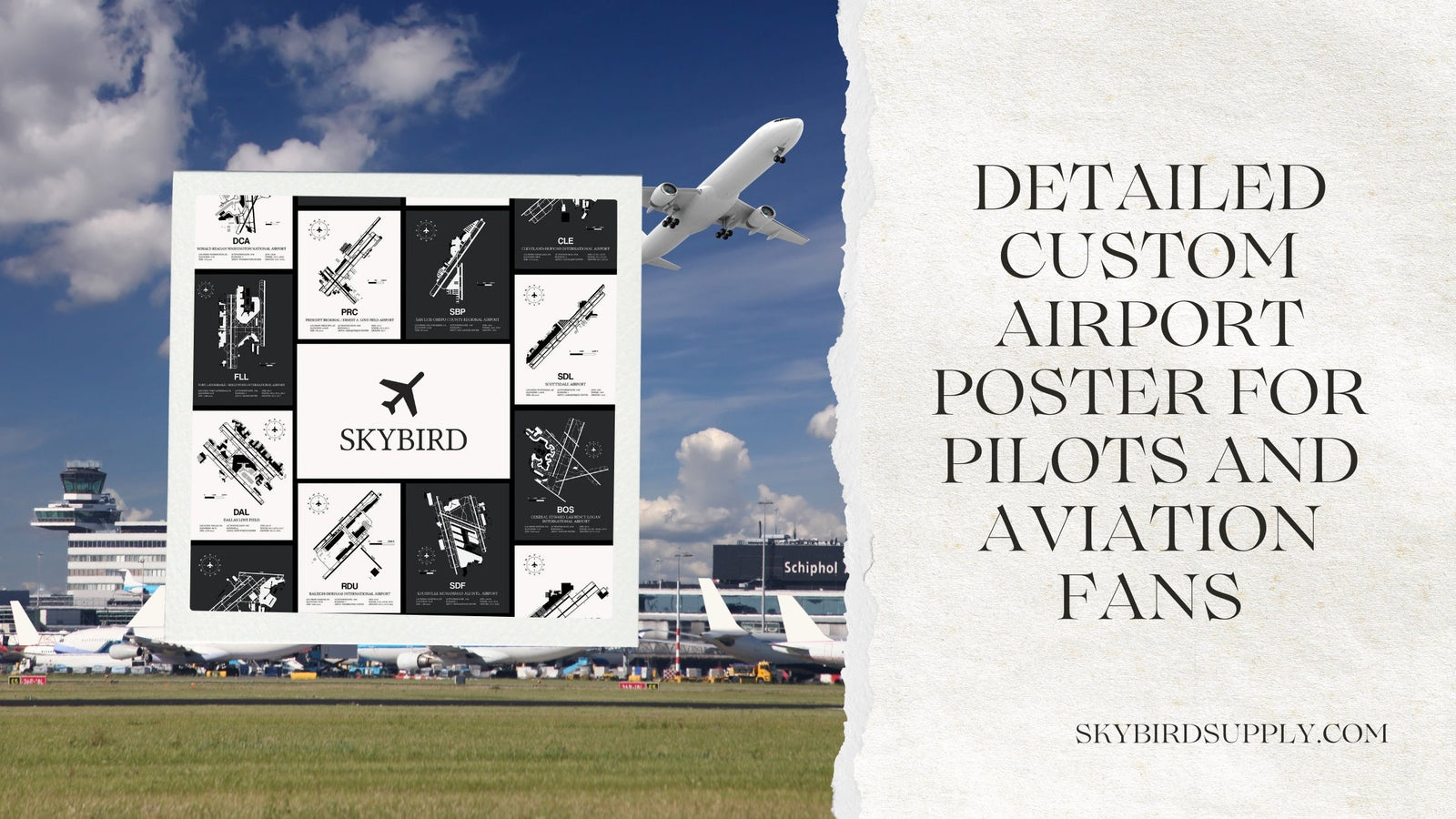 Detailed Custom Airport Poster for Pilots and Aviation Fans