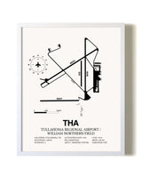 Tullahoma Regional Airport / William Northern Field airport map poster in oak frame