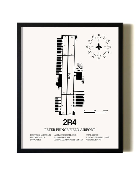 Framed Peter Prince Field Airport wall art poster in black frame