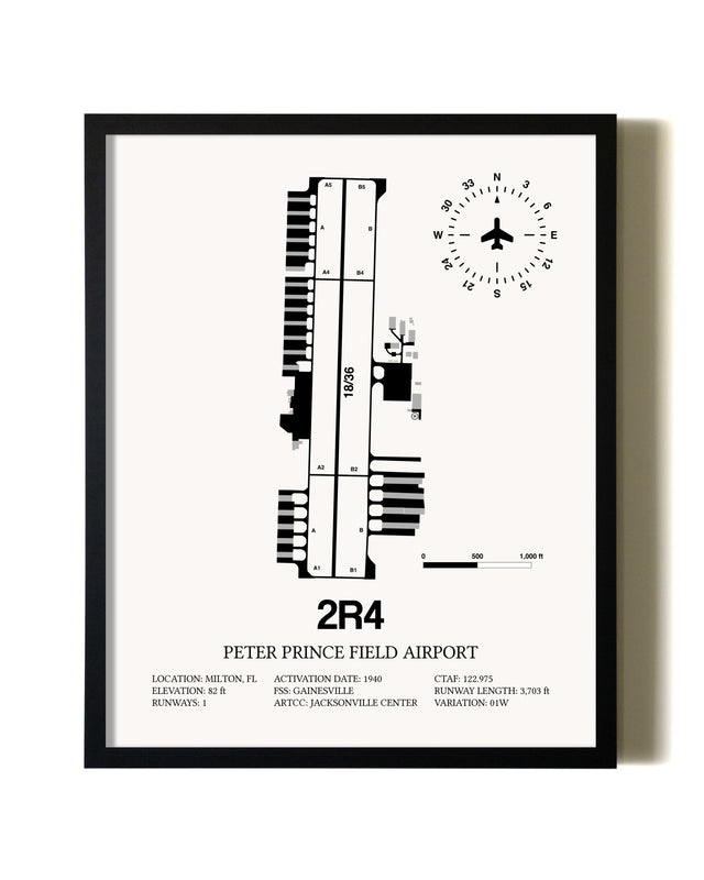 Framed Peter Prince Field Airport wall art poster in black frame