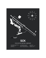 Gray Framed Stockton Metro Airport layout wall art poster