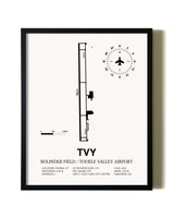 Framed Bolinder Field / Tooele Valley Airport wall art poster in black frame