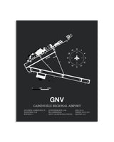 Gray Framed Gainesville Regional Airport layout wall art poster
