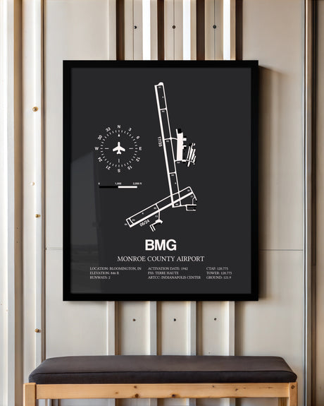 Frame color options for Monroe County Airport Wall Art
