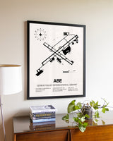 Lehigh Valley International Airport aviation wall décor in black wood frame