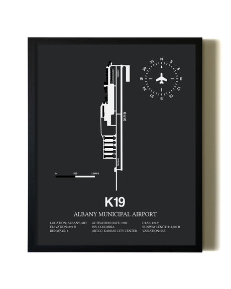 Unframed Albany Municipal Airport map print poster