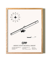 Greene County Regional Airport framed print in natural wood frame