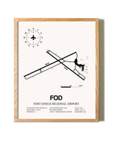 Fort Dodge Regional Airport framed print in natural wood frame