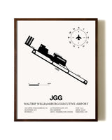 Waltrip Williamsburg Executive Airport aviation print in walnut frame