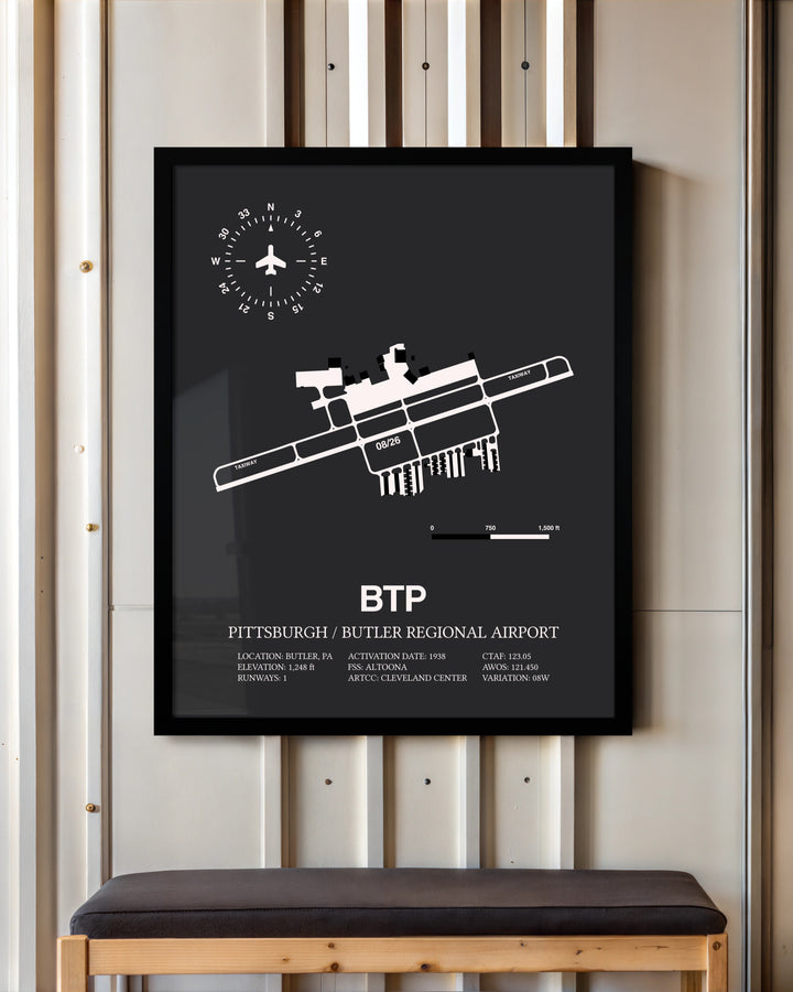 Frame color options for Pittsburgh / Butler Regional Airport Wall Art