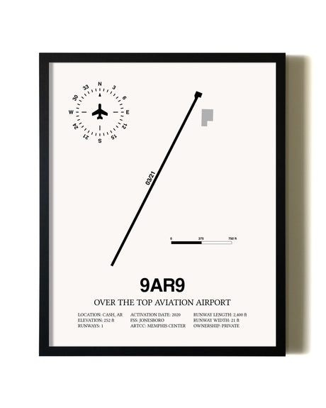 Framed Over the Top Aviation Airport wall art poster in black frame