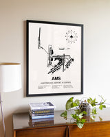 Amsterdam Airport Schiphol aviation wall décor in black wood frame
