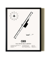 Framed Fall River Mills Airport wall art poster in black frame