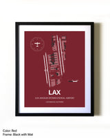 Los Angeles International Airport aviation wall décor in black wood frame