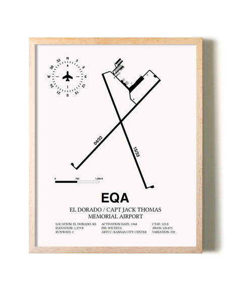 El Dorado / Captain Jack Thomas Memorial Airport framed wall art in white frame