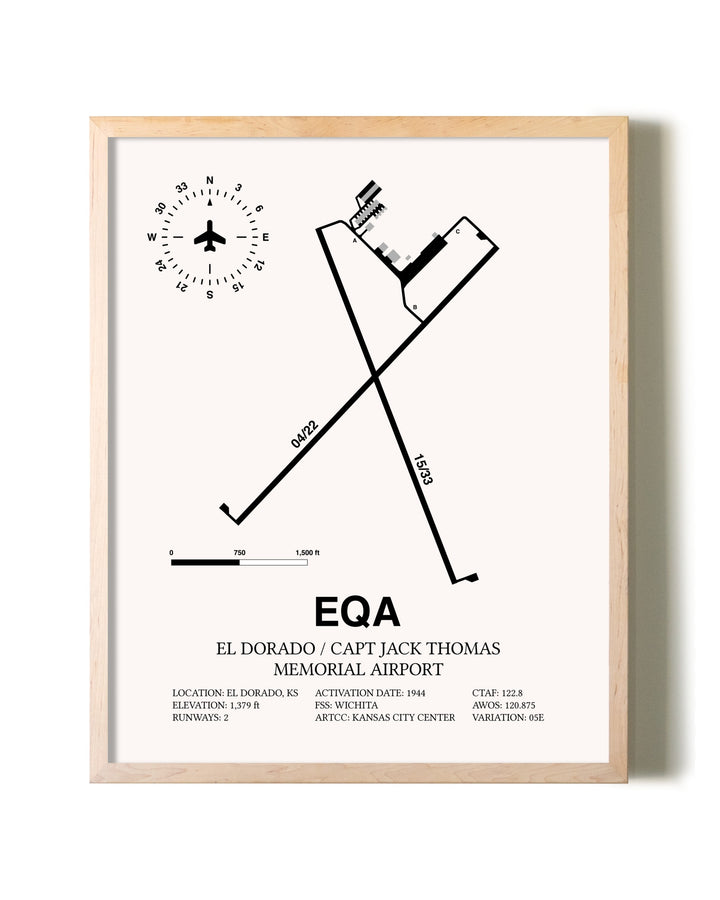 El Dorado / Captain Jack Thomas Memorial Airport framed wall art in white frame