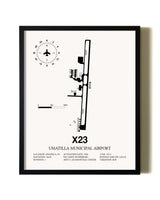 Framed Umatilla Municipal Airport wall art poster in black frame