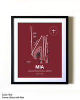 Miami International Airport aviation wall décor in black wood frame