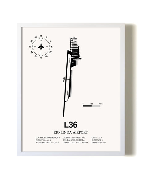 Rio Linda Airport airport map poster in oak frame