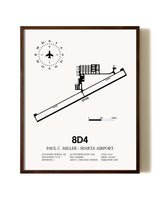 Paul C Miller/Sparta Airport aviation print in walnut frame