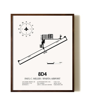 Paul C Miller/Sparta Airport aviation print in walnut frame