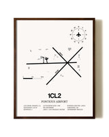 Ancient Valley / Pontious Airport aviation print in walnut frame
