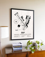 Springfield-Branson National Airport aviation wall décor in black wood frame