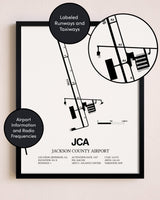 Framed Jackson County Airport layout wall art poster