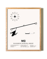 Bloomsburg Municipal Airport framed print in natural wood frame