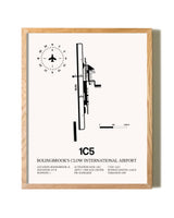 Bolingbrook's Clow International Airport framed print in natural wood frame
