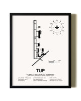 Framed Tupelo Regional Airport wall art poster in black frame