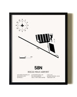 Framed Reigle Field Airport wall art poster in black frame