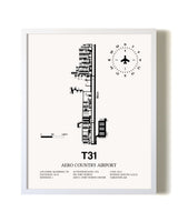 Aero Country Airport airport map poster in oak frame
