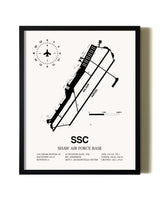 Framed Shaw Air Force Base wall art poster in black frame