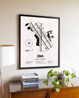 Eppley Airfield aviation wall décor in black wood frame