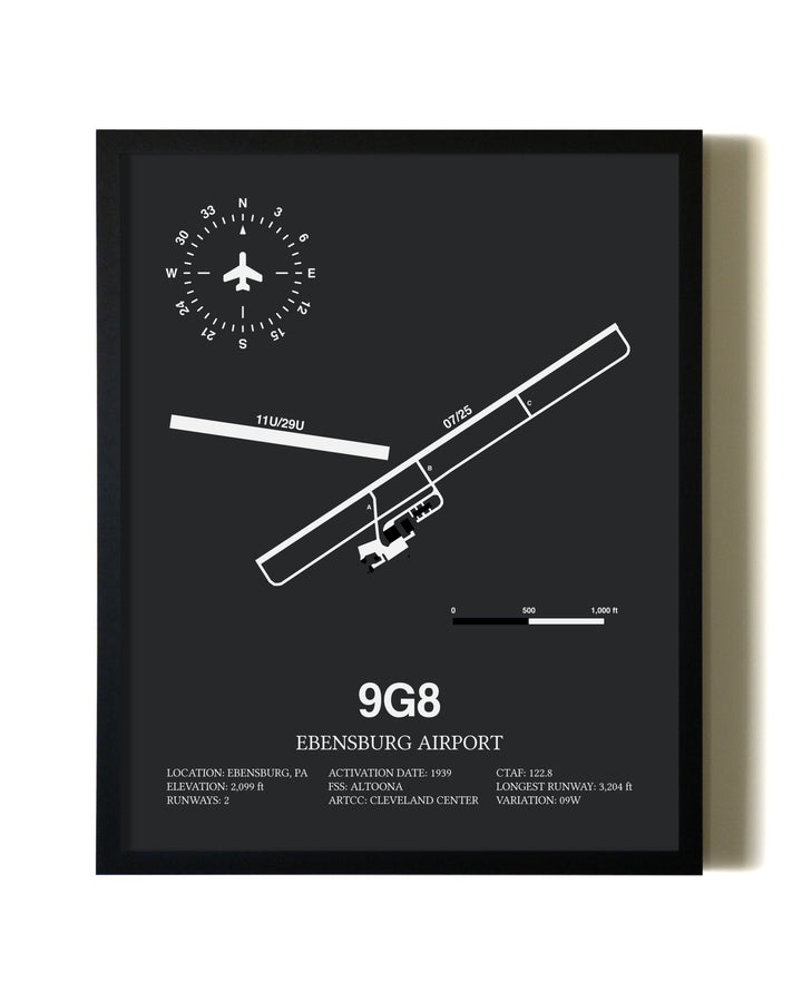 Unframed Ebensburg Airport map print poster