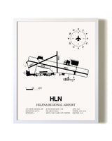 Helena Regional Airport airport map poster in oak frame