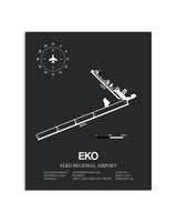 Gray Framed Elko Regional Airport layout wall art poster