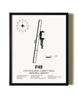 Framed City Of Slaton / Larry T. Neal Memorial Airport wall art poster in black frame